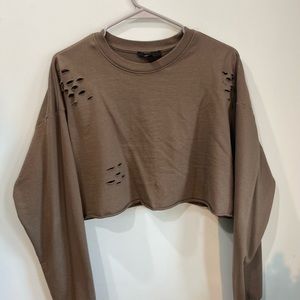 Crop Sweatshirt Ripped StreetWear